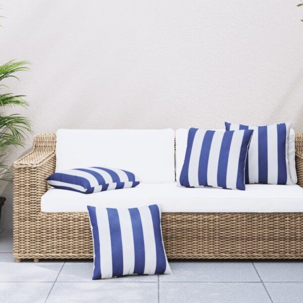 vidaXL pyntepuder 4 stk. 60x60 cm stof striber blå og hvid