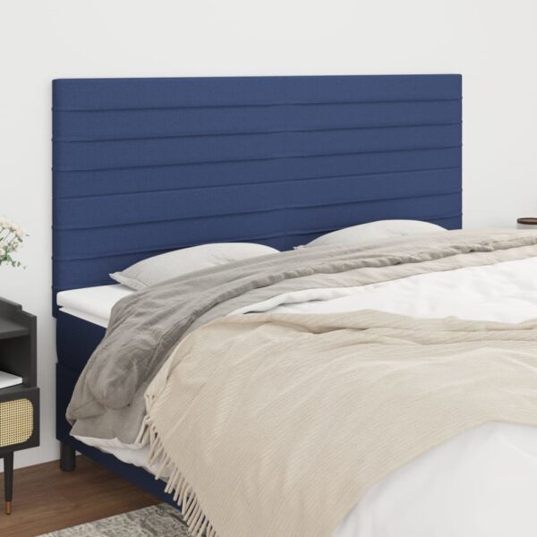 vidaXL sengegavl blå 200x5x118/128 cm stof