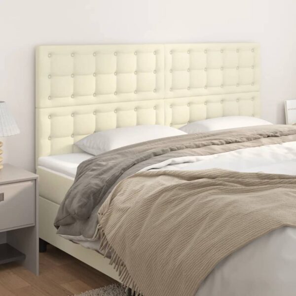 vidaXL sengegavl creme 160x5x118/128 cm kunstlæder