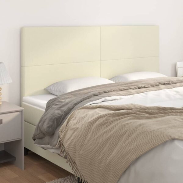 vidaXL sengegavl cremefarvet 180x5x118/128 cm kunstlæder