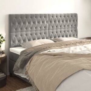 vidaXL sengegavl lysegrå 180x7x118/128 cm fløjl