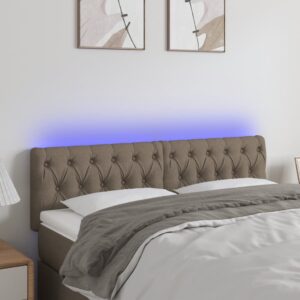 vidaXL sengegavl med LED-lys 160x7x78/88 cm stof gråbrun