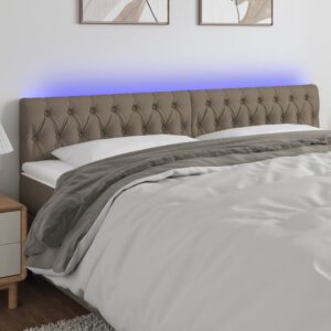 vidaXL sengegavl med LED-lys 200x7x78/88 cm stof gråbrun