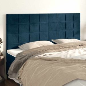 vidaXL sengegavl mørkeblå 180x5x118/128 cm fløjl