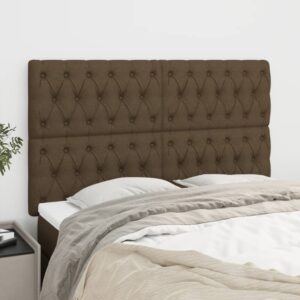vidaXL sengegavl mørkebrun 160x7x118/128 cm stof