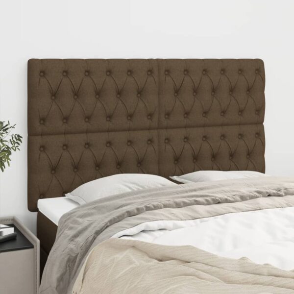 vidaXL sengegavl mørkebrun 160x7x118/128 cm stof