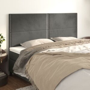 vidaXL sengegavl mørkegrå 160x5x118/128 cm fløjl