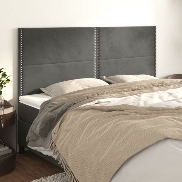 vidaXL sengegavl mørkegrå 160x5x118/128 cm fløjl