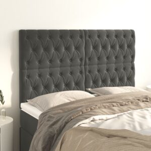 vidaXL sengegavl mørkegrå 160x7x118/128 cm fløjl