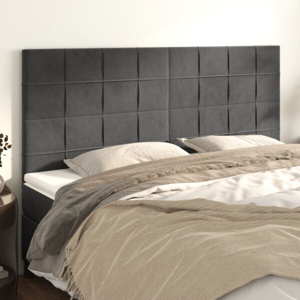 vidaXL sengegavl mørkegrå 180x5x118/128 cm fløjl