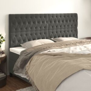vidaXL sengegavl mørkegrå 180x7x118/128 cm fløjl