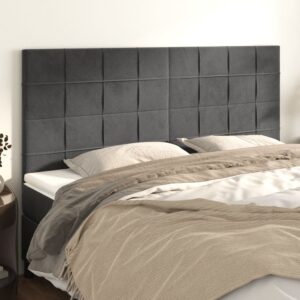 vidaXL sengegavl mørkegrå 200x5x118/128 cm fløjl
