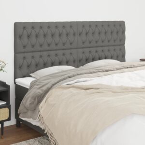 vidaXL sengegavl mørkegrå 200x7x118/128 cm stof
