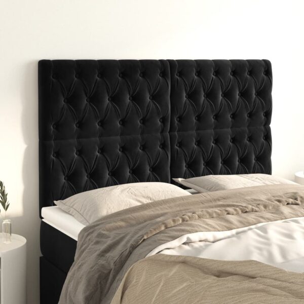 vidaXL sengegavl sort 160x7x118/128 cm fløjl