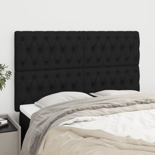 vidaXL sengegavl sort 160x7x118/128 cm stof