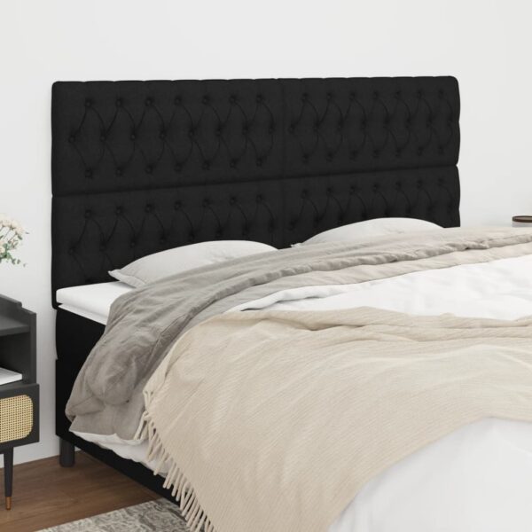 vidaXL sengegavl sort 200x7x118/128 cm stof