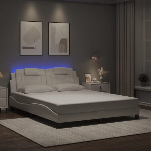 vidaXL sengeramme Viana med LED uden madras 160x200 cm hvid