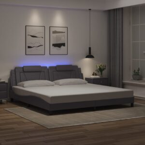 vidaXL sengeramme Viana med LED uden madras 200x200 cm grå
