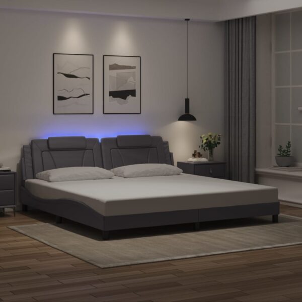 vidaXL sengeramme Viana med LED uden madras 200x200 cm grå
