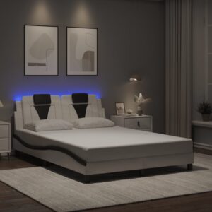 vidaXL sengeramme Viana med LED uden madras 200x200 cm hvid og sort
