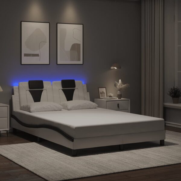 vidaXL sengeramme Viana med LED uden madras 200x200 cm hvid og sort