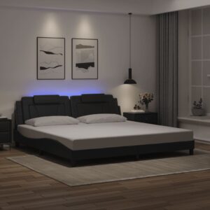 vidaXL sengeramme Viana med LED uden madras 200x200 cm sort