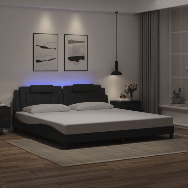 vidaXL sengeramme Viana med LED uden madras 200x200 cm sort