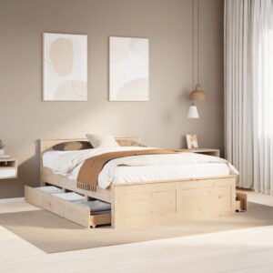 vidaXL sengeramme m. sengegavl 160x200 cm uden madras massivt fyrretræ