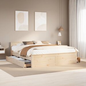 vidaXL sengeramme m. sengegavl 180x200 cm uden madras massivt fyr hvid
