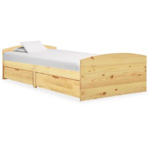 vidaXL sengeramme med 2 skuffer 90x200 cm massivt fyrretræ