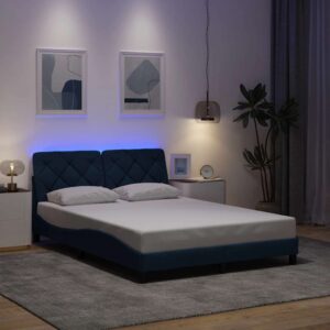 vidaXL sengeramme med LED uden madras 120x200 cm stof blå