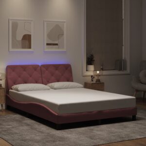 vidaXL sengeramme med LED uden madras 120x200 cm velour pink