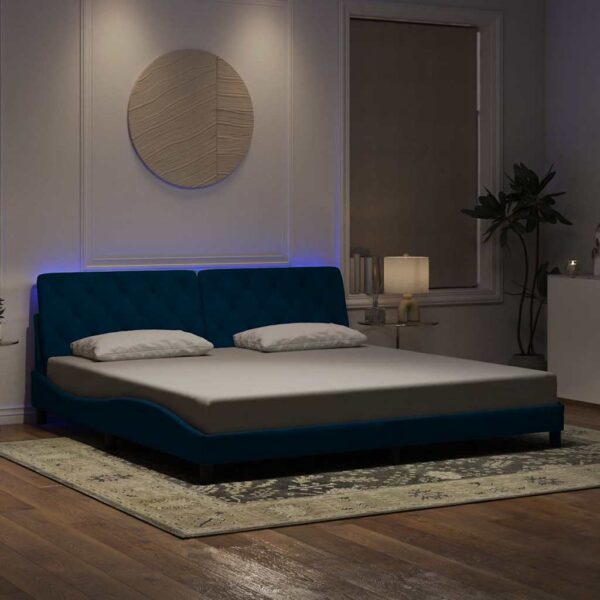 vidaXL sengeramme med LED uden madras 160x200 cm velour lyseblå