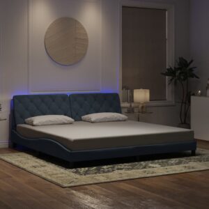 vidaXL sengeramme med LED uden madras 200x200 cm velour mørkegrå