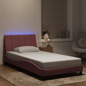 vidaXL sengeramme med LED uden madras Hanko 100x200 cm velour pink
