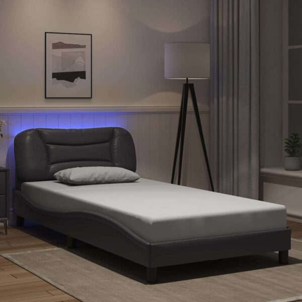 vidaXL sengeramme med LED uden madras Hvar 100x200 cm grå