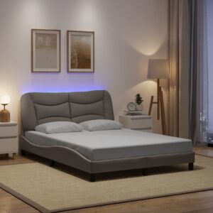 vidaXL sengeramme med LED uden madras Hvar 120x200 cm stof gråbrun