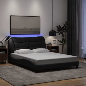 vidaXL sengeramme med LED uden madras Hvar 120x200 cm stof sort