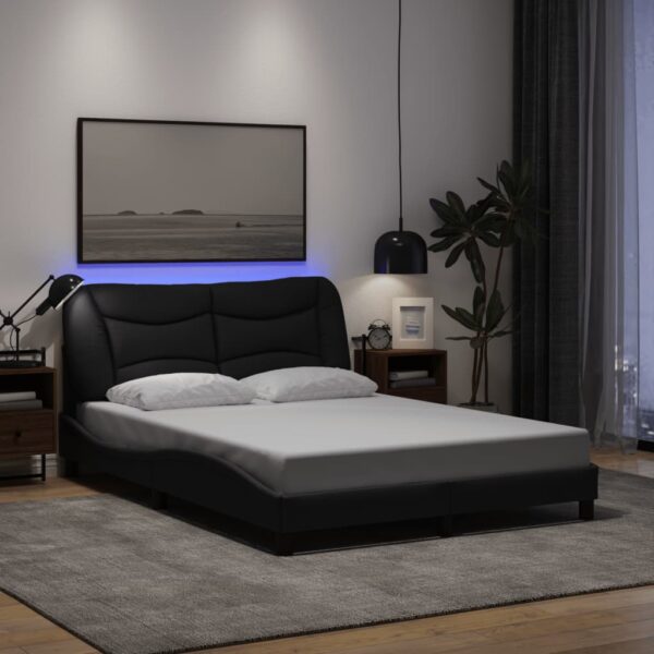 vidaXL sengeramme med LED uden madras Hvar 120x200 cm stof sort