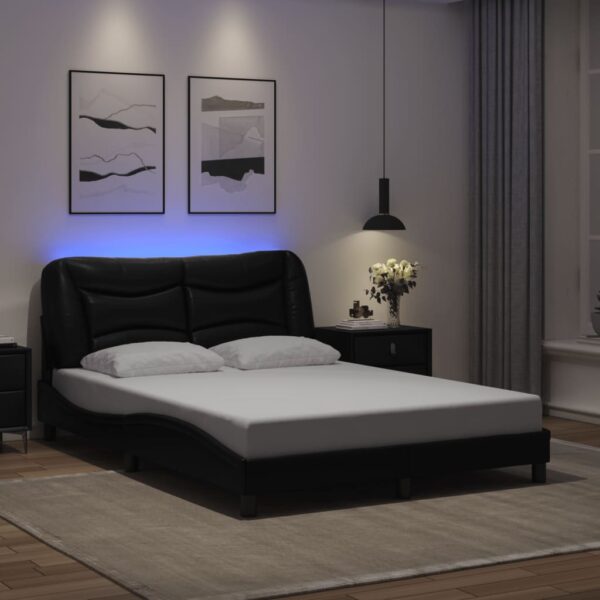 vidaXL sengeramme med LED uden madras Hvar 140x200 cm sort