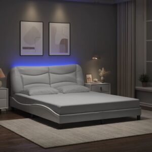 vidaXL sengeramme med LED uden madras Hvar 160x200 cm hvid
