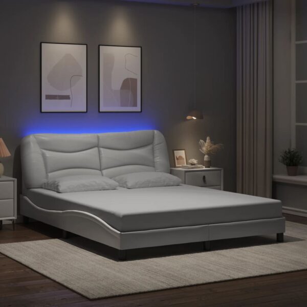 vidaXL sengeramme med LED uden madras Hvar 160x200 cm hvid
