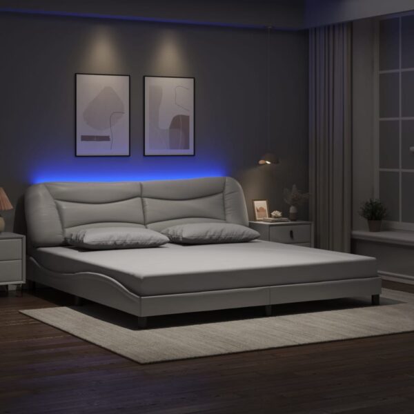 vidaXL sengeramme med LED uden madras Hvar 200x200 cm hvid