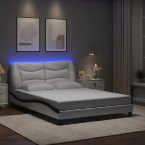 vidaXL sengeramme med LED uden madras Hvar 200x200 cm hvid og sort
