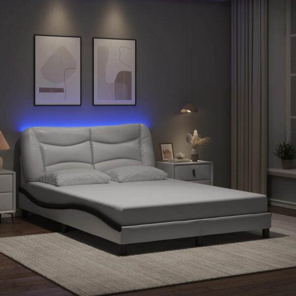 vidaXL sengeramme med LED uden madras Hvar 200x200 cm hvid og sort