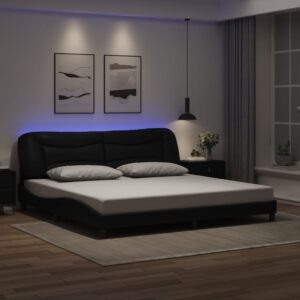 vidaXL sengeramme med LED uden madras Hvar 200x200 cm sort