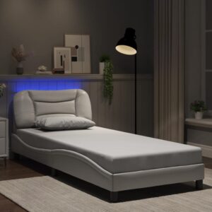 vidaXL sengeramme med LED uden madras Hvar 90x200 cm hvid