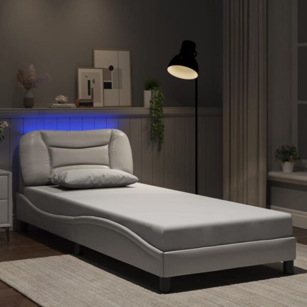 vidaXL sengeramme med LED uden madras Hvar 90x200 cm hvid