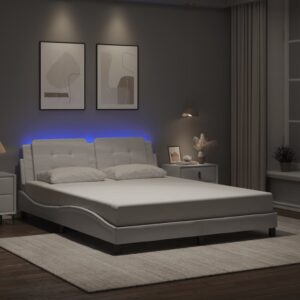 vidaXL sengeramme med LED uden madras Zadar 160x200 cm hvid