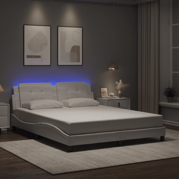 vidaXL sengeramme med LED uden madras Zadar 160x200 cm hvid